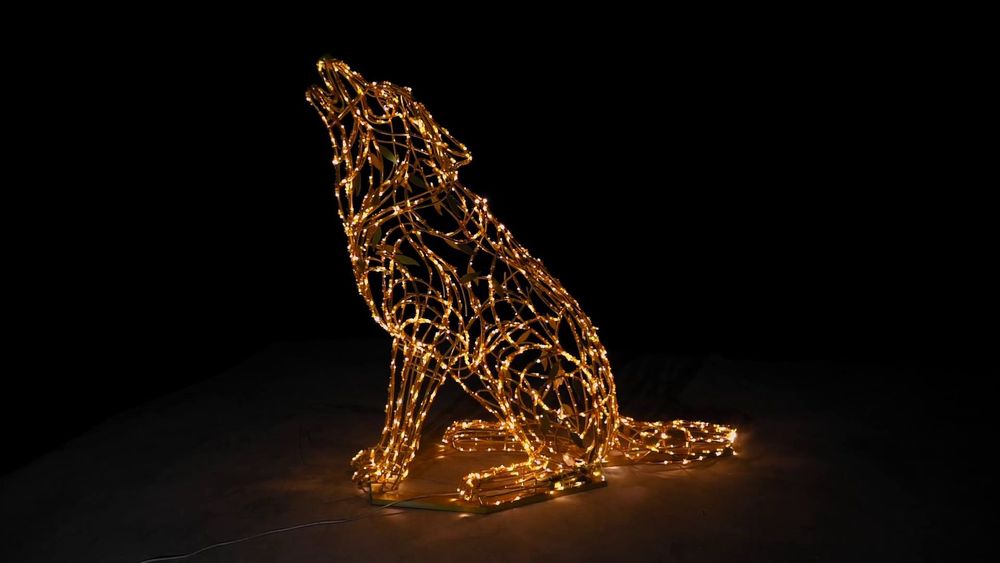 светодиодная фигура волка воющего