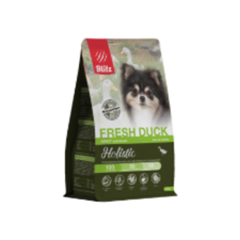 Сухой корм для собак Blitz Holistic Fresh Duck Adult Dog Small Breeds (Monoprotein), утка для собак мелких пород c 12 месяцев Holistic Гипоаллергенный корм для чувствительного пищеварения 1,5 кг
