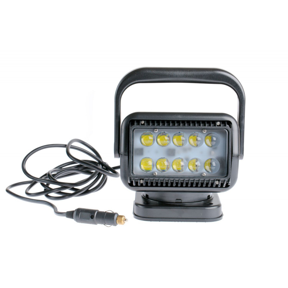 Фара-искатель LED 10 шт, 50W 5000К 12V, с пультом, на магните, черный