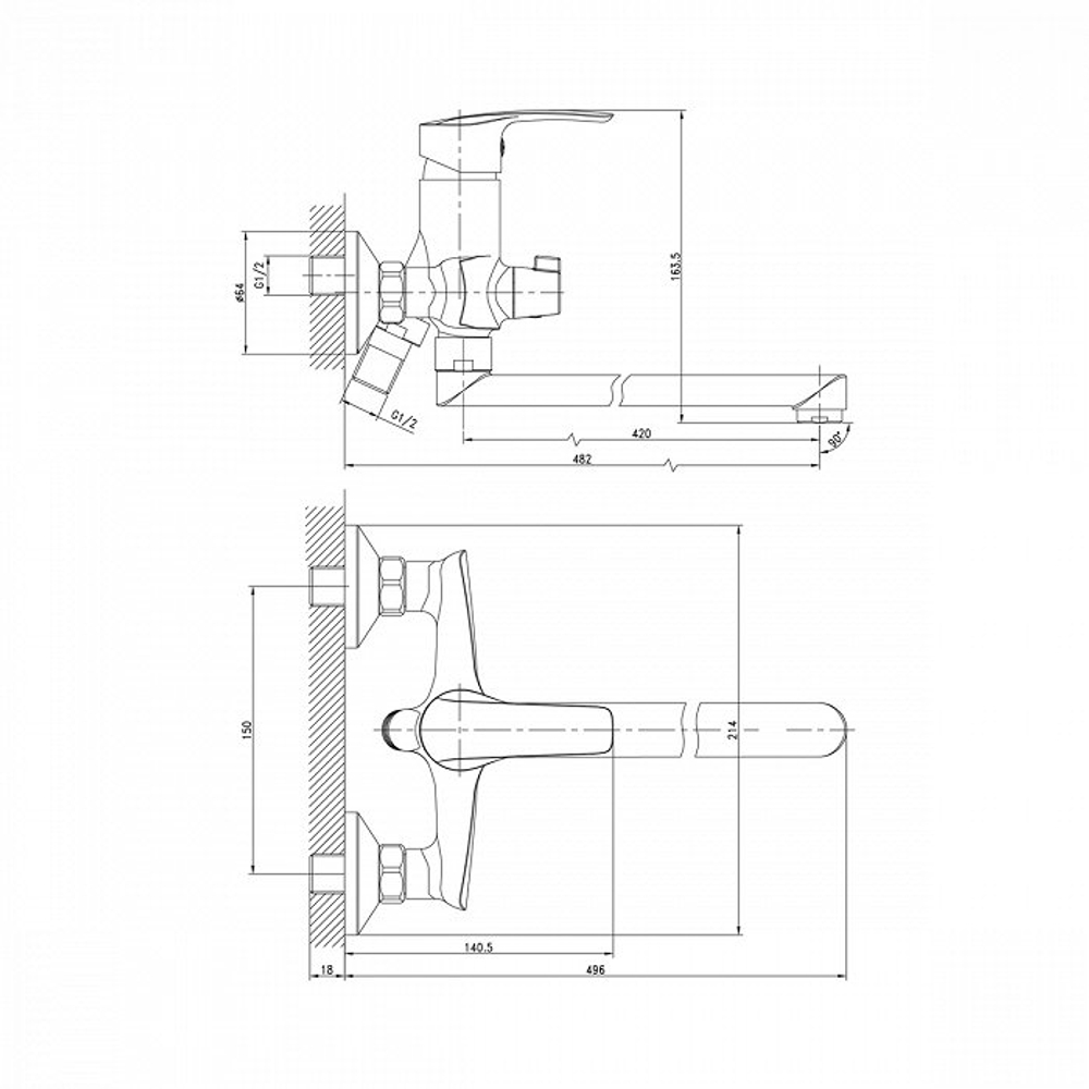 IDDIS Ray Смеситель для ванны с длинным изливом RAYSBL2i10WA