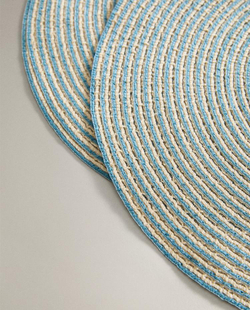 ZARA HOME КРУГЛАЯ ПОДСТАВКА ПОД СТОЛОВЫЕ ПРИБОРЫ (НАБОР ИЗ 2 ШТ.), СИНИЙ
