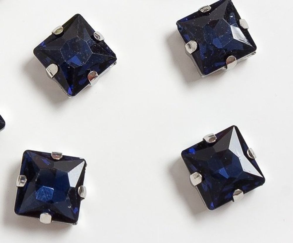 Стразы пришивные стекло в оправе, ш. 12 мм, темно-синий