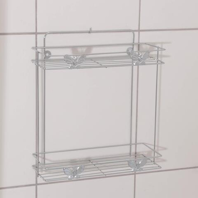 Двухъярусная узкая полка в ванную «Бабочки»