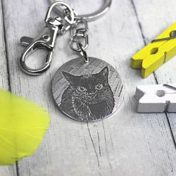 Круглый брелок с гравировкой фотографии питомца на заказ