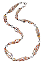 Бусы многоцветные из кварца, авторские, длина 70 см
