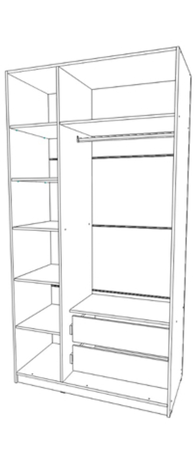 шкаф трёх створчатый 600×1200×2300 правый Вектор