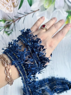 Тесьма с бахромой твидовая букле травка 35мм (1,5м в уп)