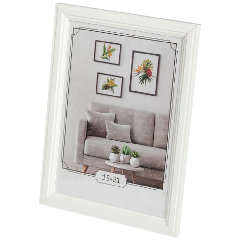 Фоторамка Image Art С22 МДФ универсальная 15х21 цвет белый вставка прозрачный пластик