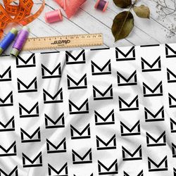 Ткань шелк Армани стильный чёрный узор на бежевом фоне