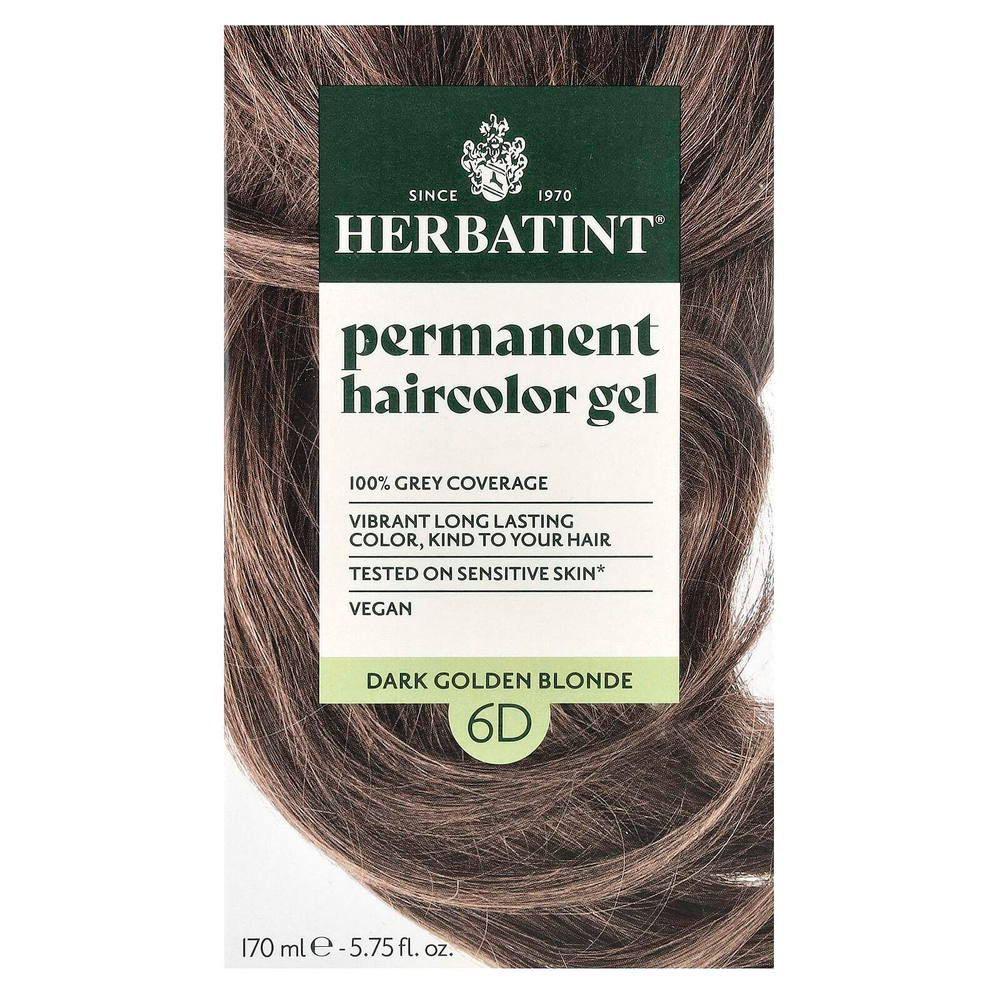 Herbatint, Стойкая гель-краска для волос, 6D, темно-золотистый блонд, 170 мл (5,75 жидк. унц.)