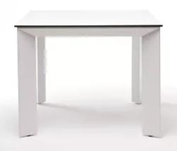 "Венето" обеденный стол из HPL 90х90см, цвет молочный, каркас белый