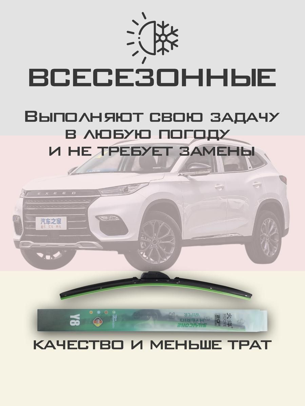 Щетки стеклоочистителя HUOYE Y8 550/450 мм на EXEED TX | Push button