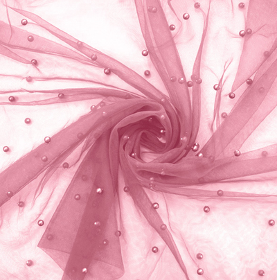 Фатин с бусинами, 35 гр/м2, 150 см, тропический персик