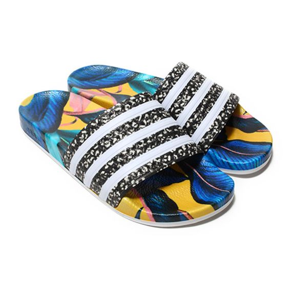 Adidas Adilette Slides 'Tropical Leaf Print'