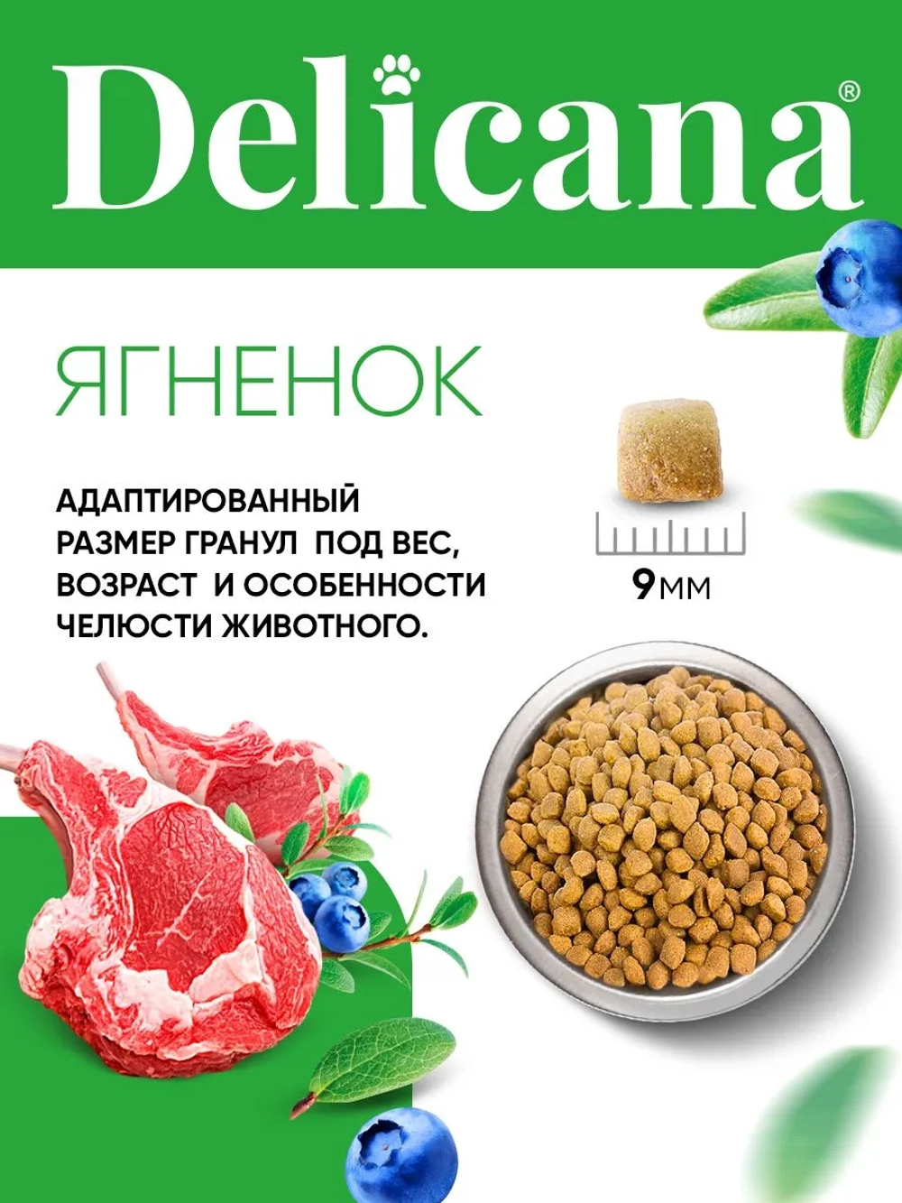 DELICANA сухой полнорационный корм для взрослых кошек с ягненком 8 кг