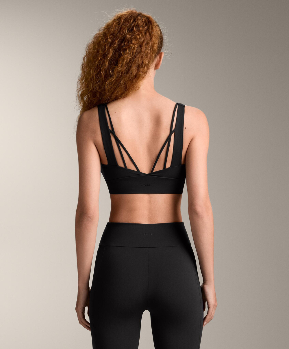 Oysho Спортивный бюстгальтер Light Touch со средней поддержкой, черный