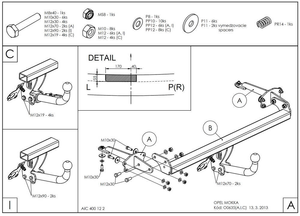 Фаркоп оцинкованный Galia O063C для Opel Mokka 2012-, Chevrolet Tracker 2013-(паспорт и сертификат в комплекте)(без электрики)
