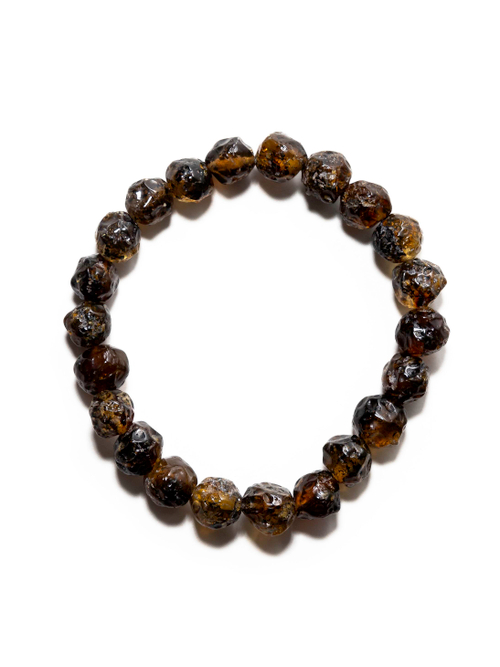 Браслет из цельного натурального янтаря, бусины 8-9 мм "кусанка зеленая"