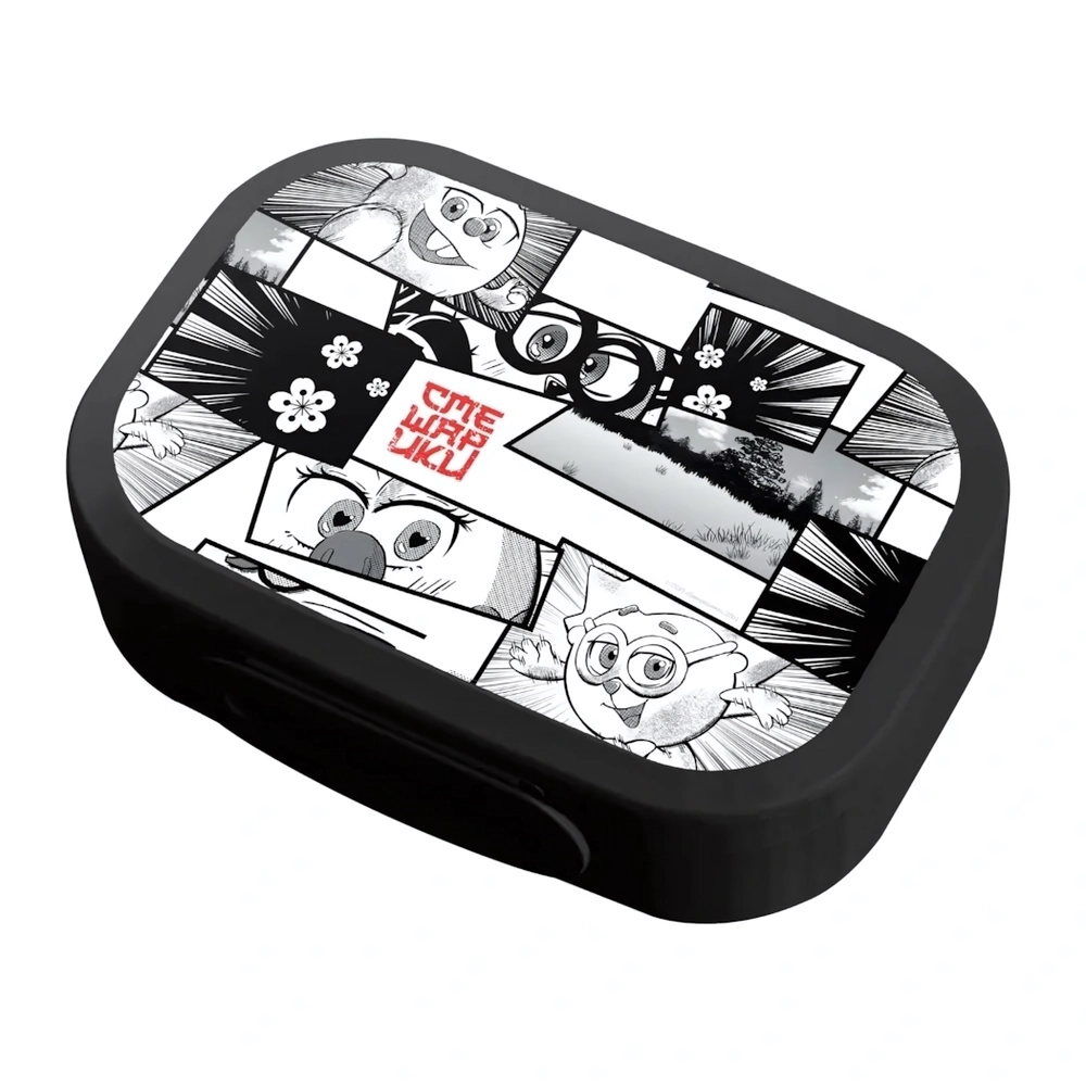 Ланч-бокс пластиковый с декором 18*13*5см 0,98л (черный)