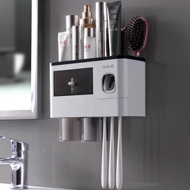 Умная ванная комната: органайзер с дозатором, стаканами и ящичком