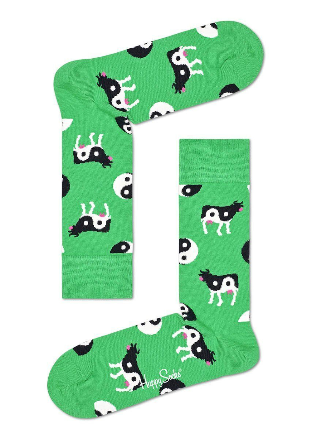 Носки унисекс Ying Yang Cow Sock с коровами (Размер: 29) (Цвет: зеленый)