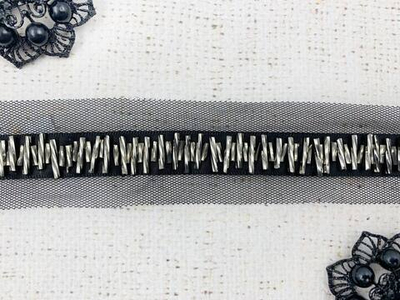 Тесьма стеклярус на сетке, ш. 4 см.