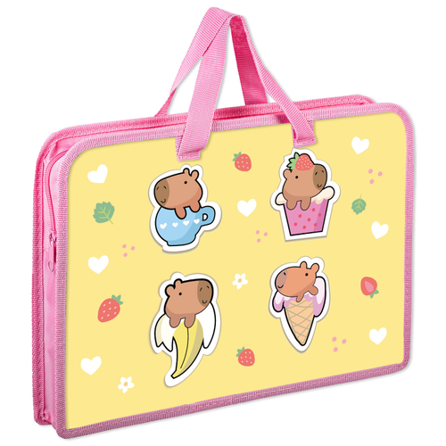 Папка на молнии с ручками ЮНЛАНДИЯ А4, 1 отделение, пластик, ширина 45 мм, "Capybaras", 272149