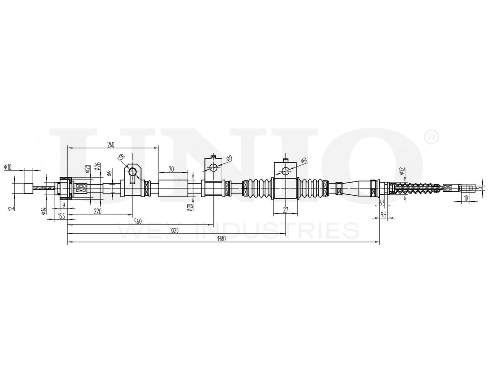 Трос стояночного тормоза задний правый UNIO CAB-60026