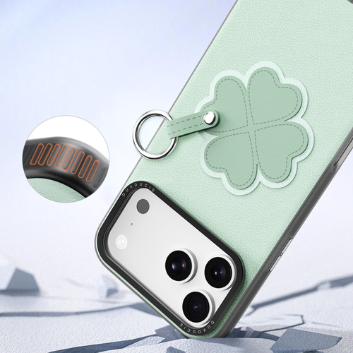 Чехол зеленого цвета (Clover Edition) для смартфона iPhone 17 Pro, серия Luvy Series (со съемным ремешком) от Dux Ducis