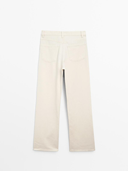 Massimo Dutti Джинсы с высокой посадкой и широкими штанинами, натуральный, кремовый