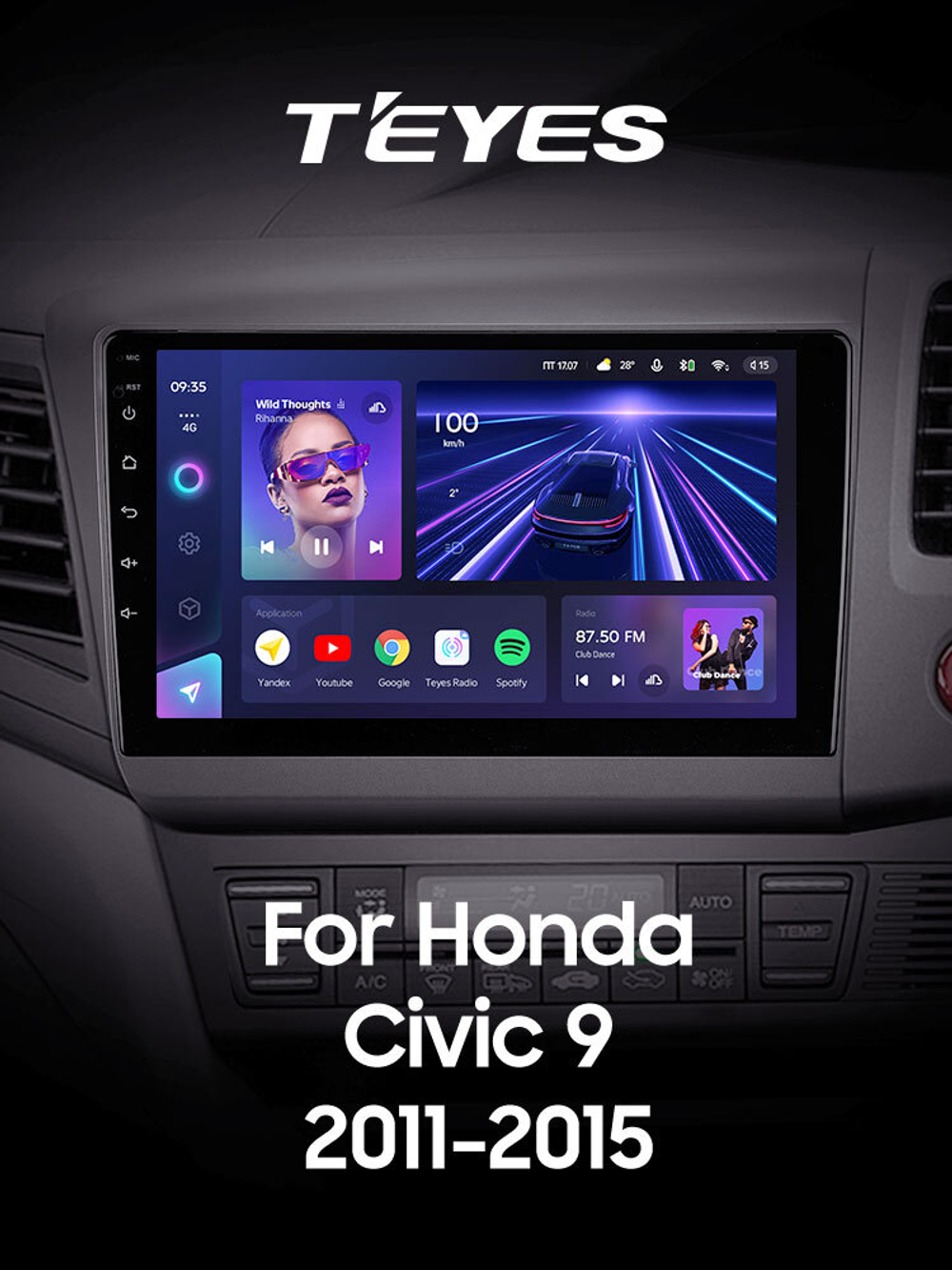Teyes CC3 9" для Honda Civic 9 2011-2015 (прав)