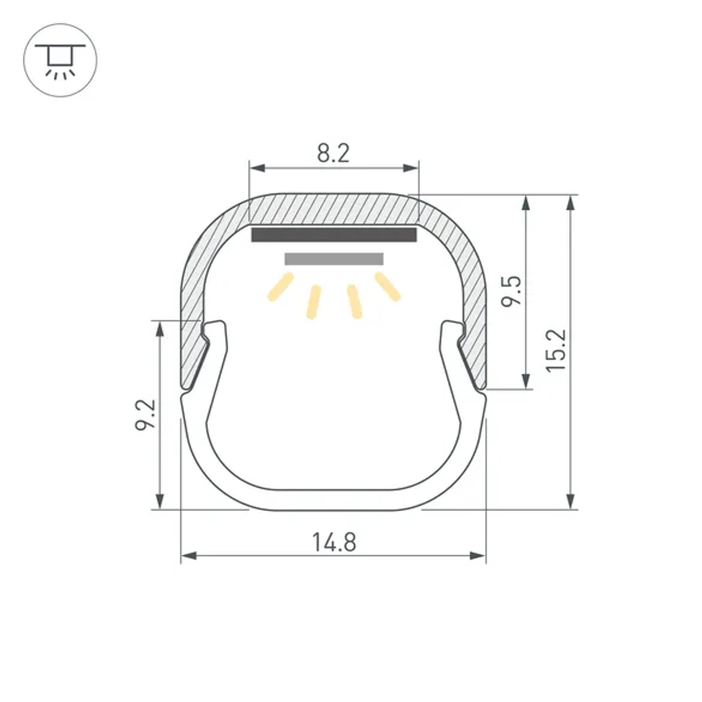 Профиль LINE-D-1515-2000 SQUARE ANOD (Arlight, Алюминий) 061083
