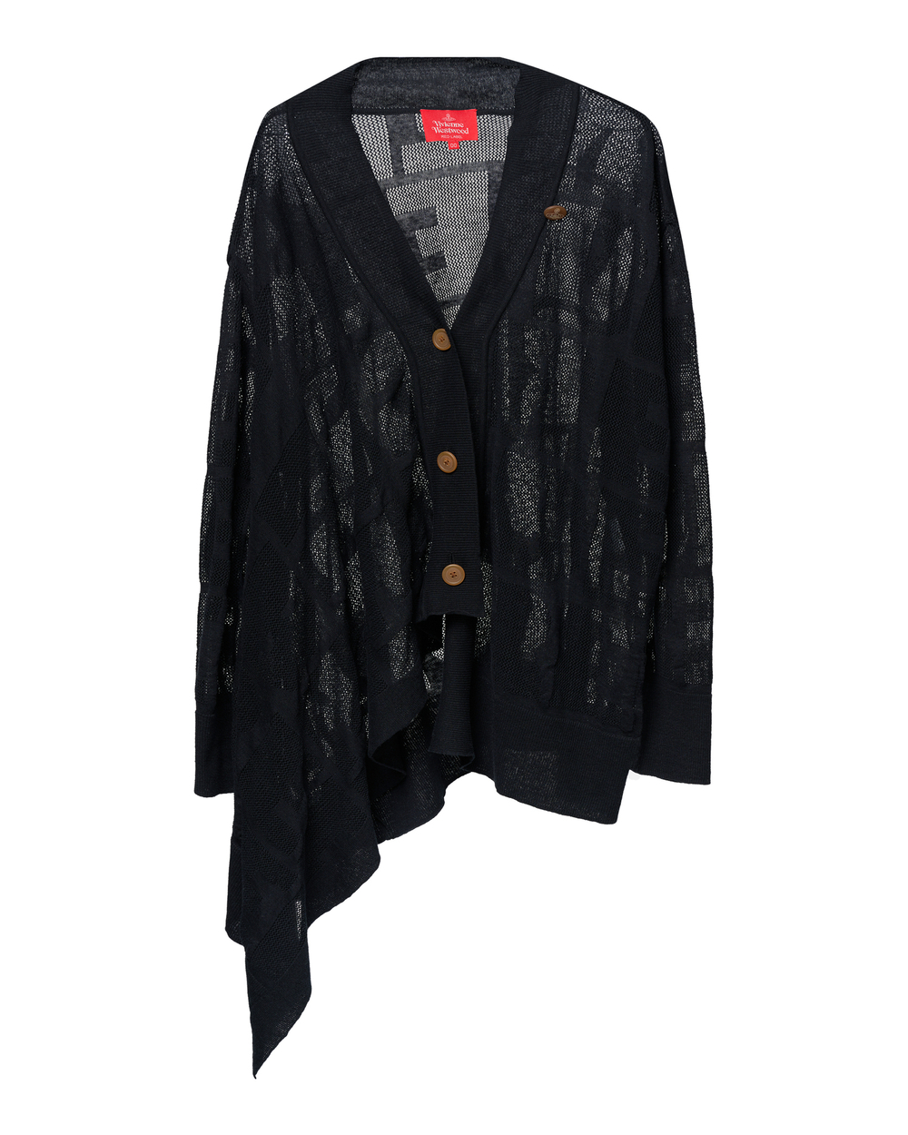 VIVIENNE WESTWOOD RED LEBEL КАРДИГАН ЧЕРНЫЙ АСИММЕТРИЧНЫЙ НА ПУГОВИЦАХ