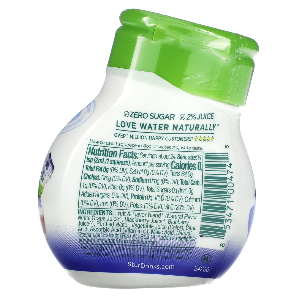 Stur, Антиоксидантный усилитель воды, синий и ежевика, 48 мл (1,62 жидк. унц.)