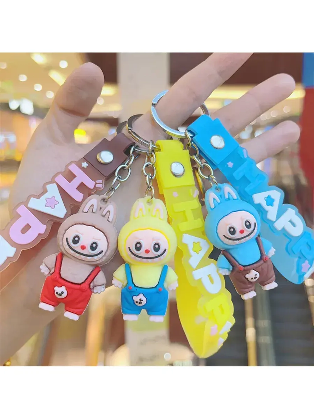 Брелок игрушка Лабубу в комбинезоне Коричневый