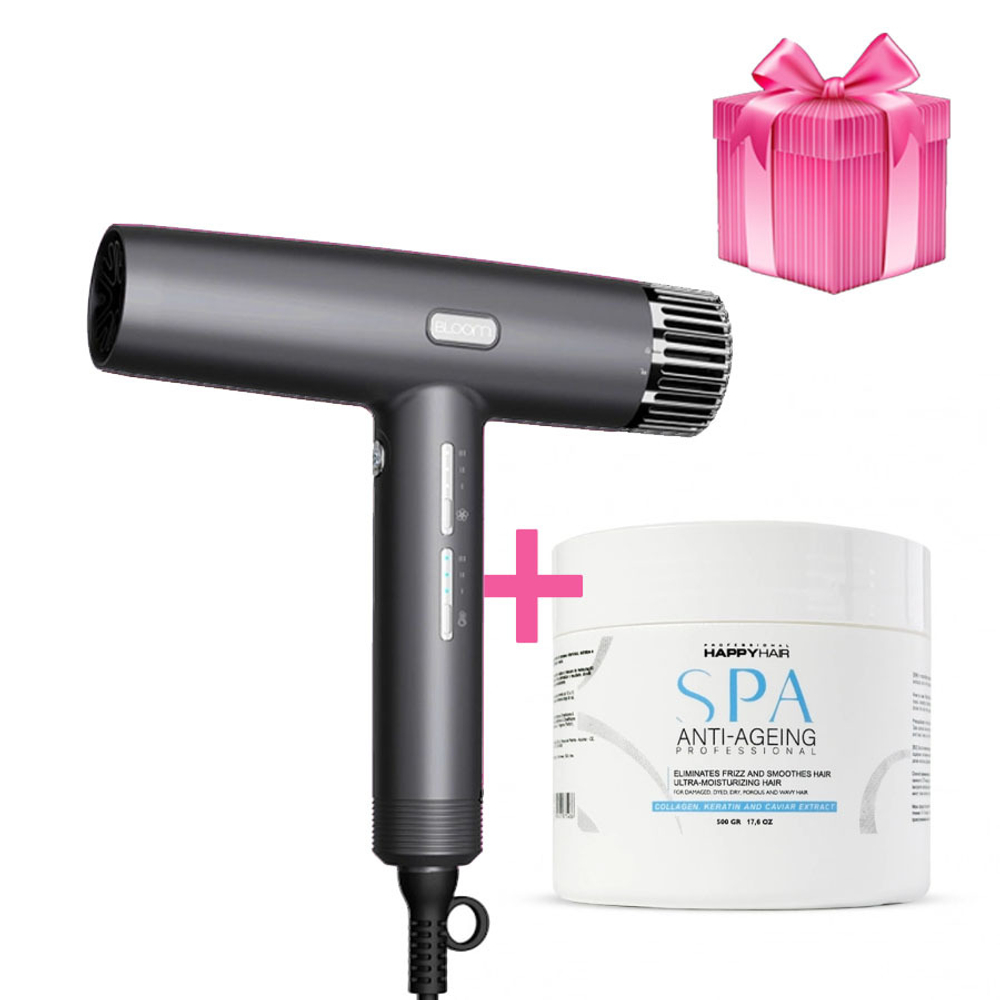 Фен Bloom 2000 W + подарок Ботокс Happy Hair SPA Anti-Ageing 500 гр