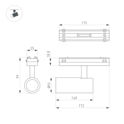 Светильник MAG-VIBE-SPOT-R55-18W Day4000-MIX (BK, 24 deg, 48V, DALI) (Arlight, IP20 Металл, 5 лет) 044476