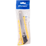 Нож канцелярский 18мм OfficeSpace, усиленный, с фиксатором, металл. направляющие, ассорти