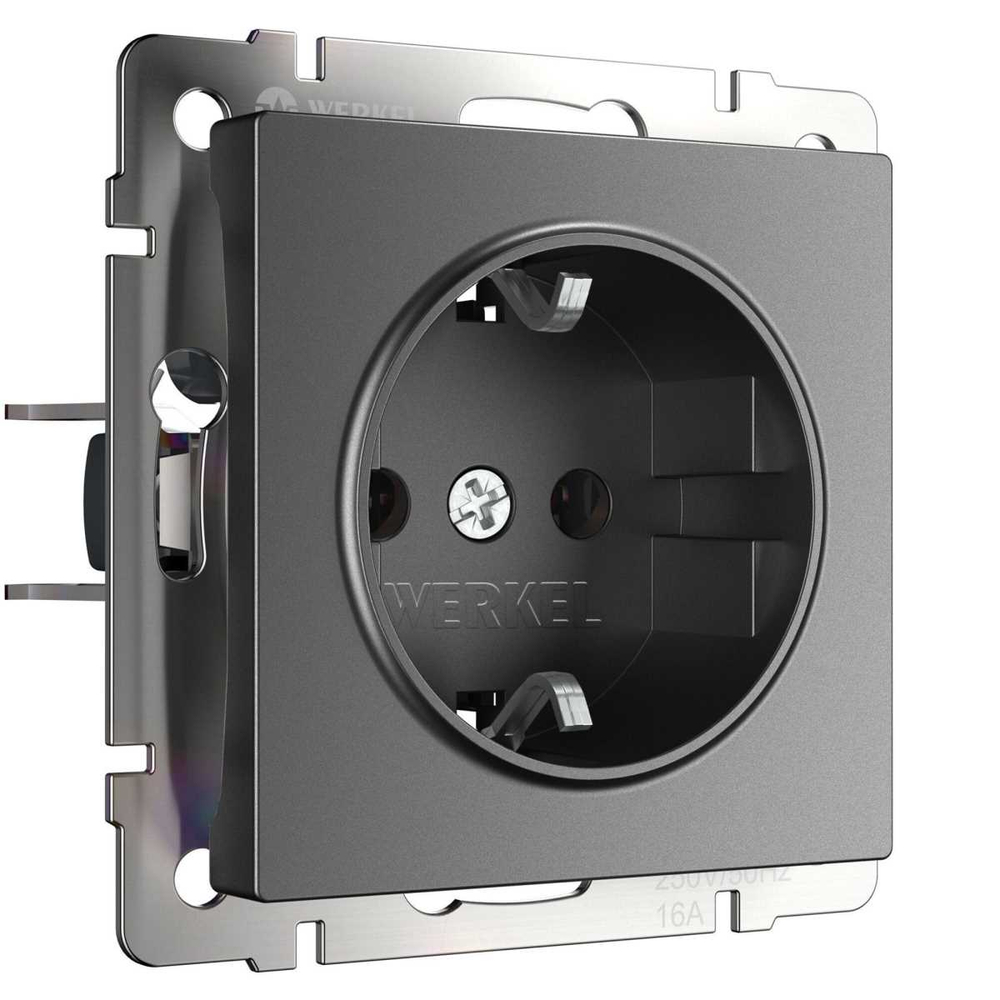 Розетка с заземлением и шторками Werkel графит W1171164 4690389194412