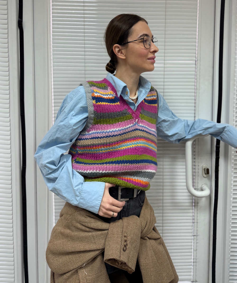 Жилет шерстяной цветные полосы by Ma