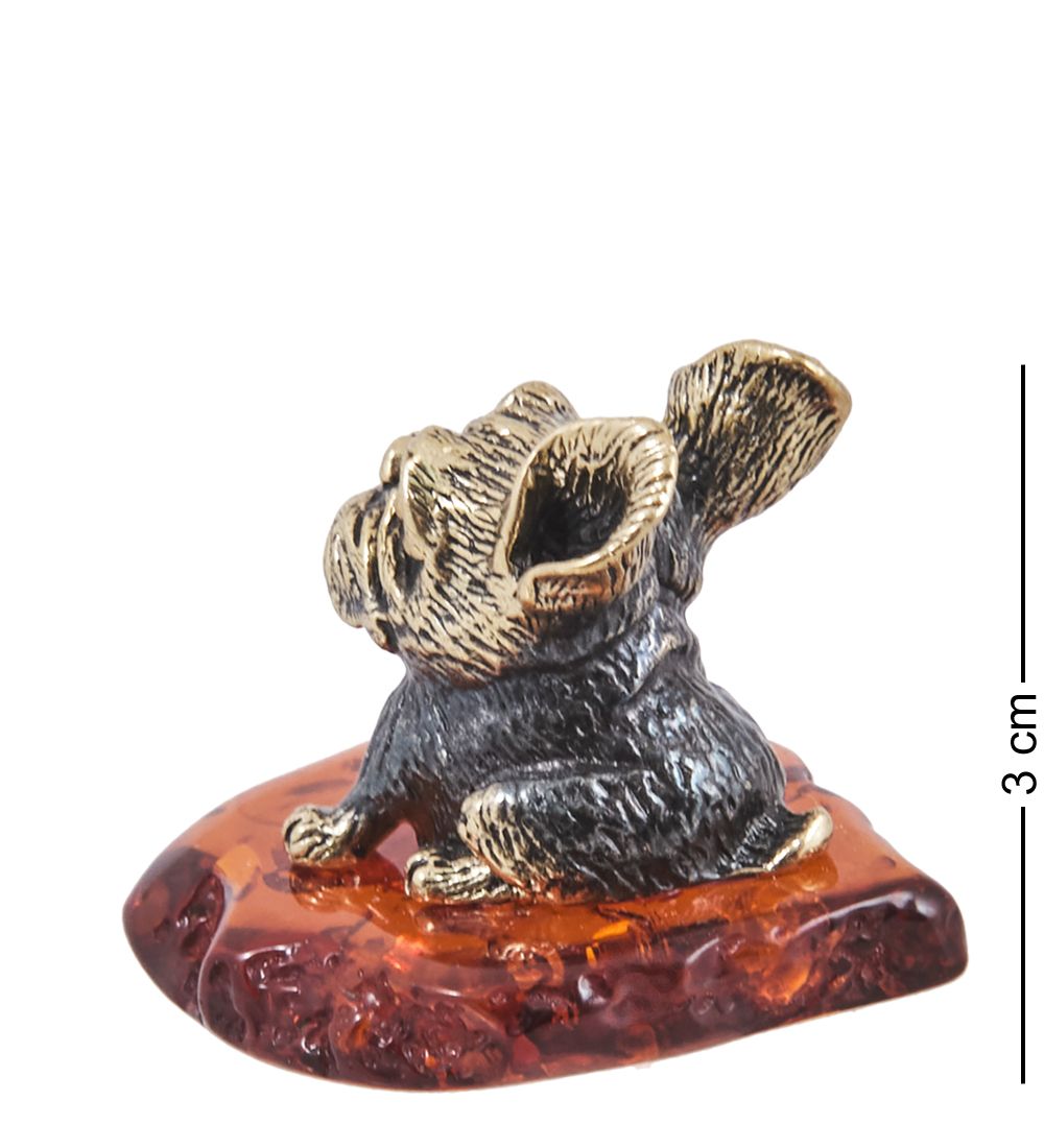 Народные промыслы AM-4027 Фигурка «Бульдожка» (латунь, янтарь)