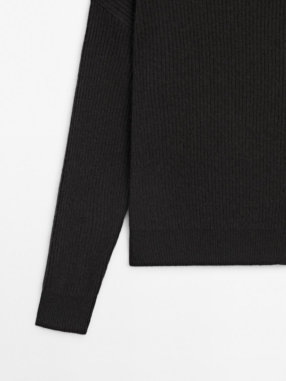 Massimo Dutti Свитер платочной вязки из 100% кашемира, свинцовый