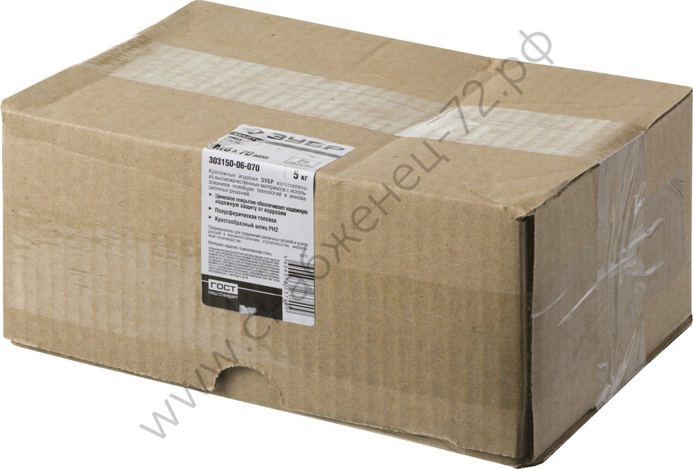 ЗУБР DIN 7985 M6 x 70 мм, кл. пр. 4.8, винт с полусферической головкой, цинк, 5 кг (303150-06-070)