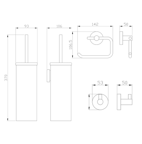 Набор аксессуаров из 3 предметов (крючок, держатель для бумаги, ершик) WONZON & WOGHAND, Брашированное золото (WW-8100-G)