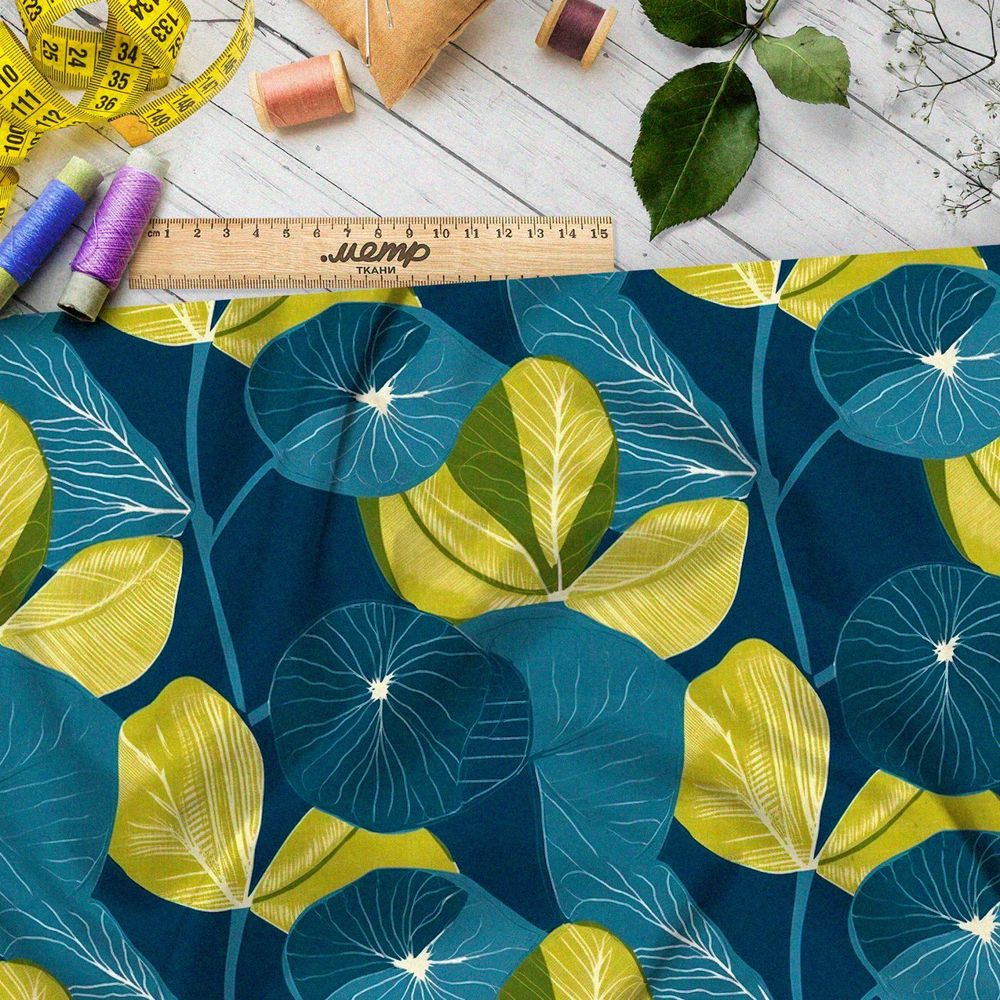 Ткань Ниагара Софт эффектные крупные листья