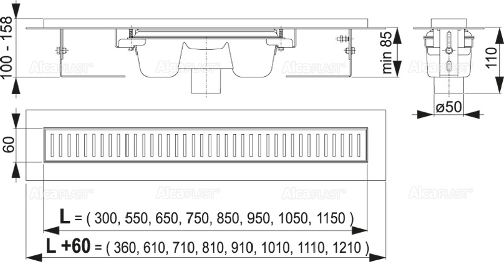 Душевой лоток AlcaPlast APZ1001-1050