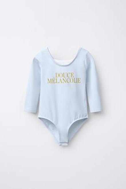 ZARA БОДИ С ТЕКСТОМ, СИНИЙ
