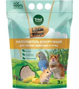 Наполнитель кукурузный для мелких животных и птиц, 3л, серия Little Village, Triol