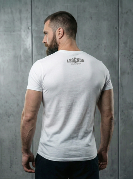 Футболка спортивная хлопковая мужская белая LEGENDA Череп Каратель