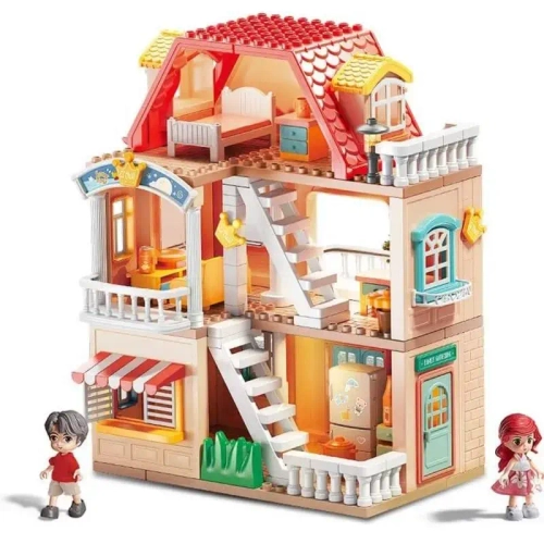 Конструктор для малышей «Кукольный домик с мебелью и светом» 186 деталей